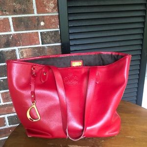 Ralph Lauren red leather open tote
